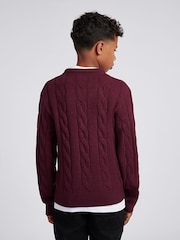 Morado - U.S. Polo Assn. Boys Cable Knit Crew Jumper - Imagen 4 de 7