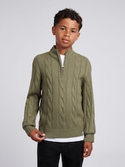 U.S. Polo Assn. Grey Boys Cable Knit Funnel Jumpers - Image 1 of 7
