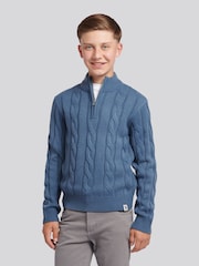 U.S. Polo Assn. Blue Boys Cable Knit Funnel Jumpers - Image 1 of 8