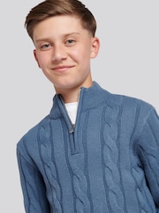 U.S. Polo Assn. Blue Boys Cable Knit Funnel Jumpers - Image 4 of 8