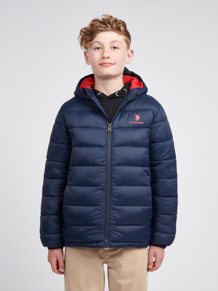 U.S. Polo Assn. Navy Blue Hooded Quilted Jacket - Image 1 of 9 U.S. Polo Assn. Navy Blue Hooded Quilted Jacket - Image 1 of 9