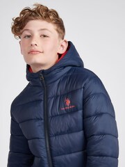 U.S. Polo Assn. Navy Blue Hooded Quilted Jacket - Image 4 of 9