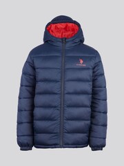 U.S. Polo Assn. Navy Blue Hooded Quilted Jacket - Image 5 of 9