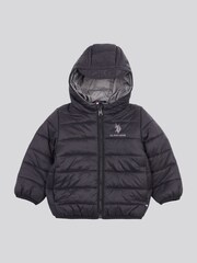 U.S. Polo Assn. Black Hooded Quilted Jacket with Peak - Image 1 of 4