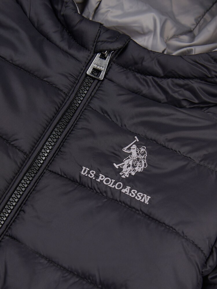 U.S. Polo Assn. Black Hooded Quilted Jacket with Peak - Image 4 of 4