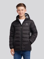 U.S. Polo Assn. Black Hooded Quilted Jacket - Image 1 of 11