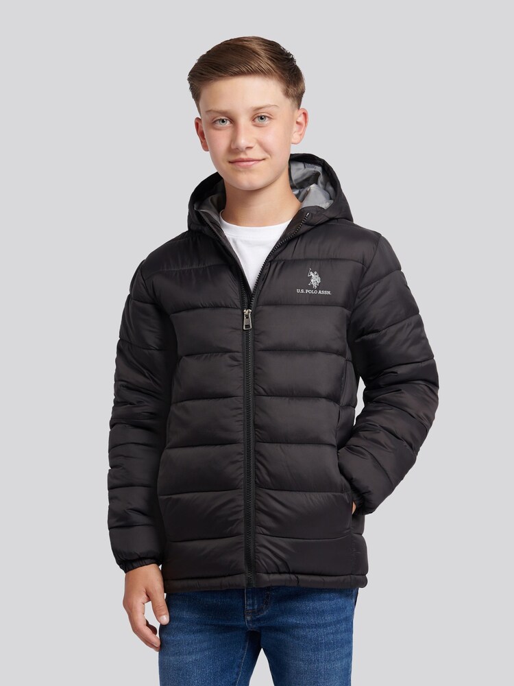 U.S. Polo Assn. Black Hooded Quilted Jacket - Image 1 of 11