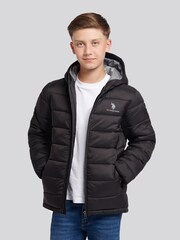 U.S. Polo Assn. Black Hooded Quilted Jacket - Image 2 of 11