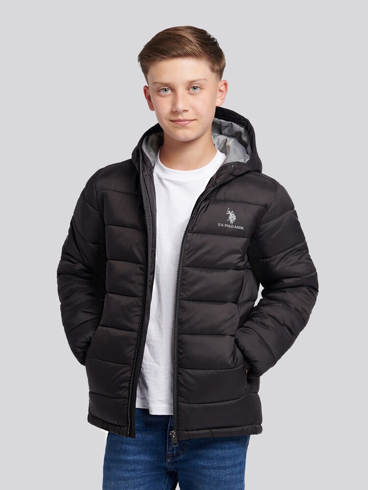 U.S. Polo Assn. Black Hooded Quilted Jacket - Image 2 of 11