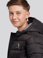 U.S. Polo Assn. Black Hooded Quilted Jacket - Image 6 of 11