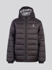 U.S. Polo Assn. Black Hooded Quilted Jacket - Image 7 of 11