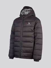 U.S. Polo Assn. Black Hooded Quilted Jacket - Image 8 of 11