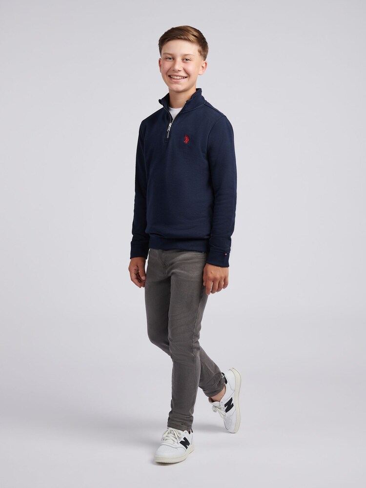 U.S. Polo Assn. Blue Double Horsemen ¼ Zip Sweatshirt - Image 2 of 8 U.S. Polo Assn. Blue Double Horsemen ¼ Zip Sweatshirt - Image 2 of 8