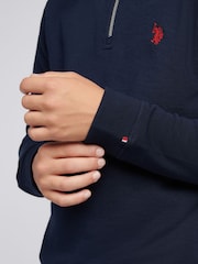 U.S. Polo Assn. Blue Double Horsemen ¼ Zip Sweatshirt - Image 5 of 8