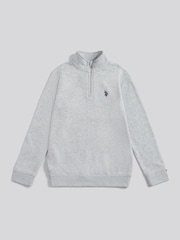 U.S. Polo Assn. Grey Double Horsemen ¼ Zip Sweatshirt - Image 6 of 8