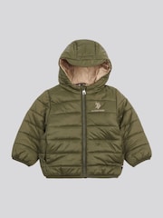U.S. Polo Assn. Green Hooded Quilted Jacket with Peak - Image 1 of 4