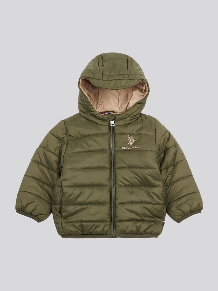 U.S. Polo Assn. Green Hooded Quilted Jacket with Peak - Image 1 of 4 U.S. Polo Assn. Green Hooded Quilted Jacket with Peak - Image 1 of 4