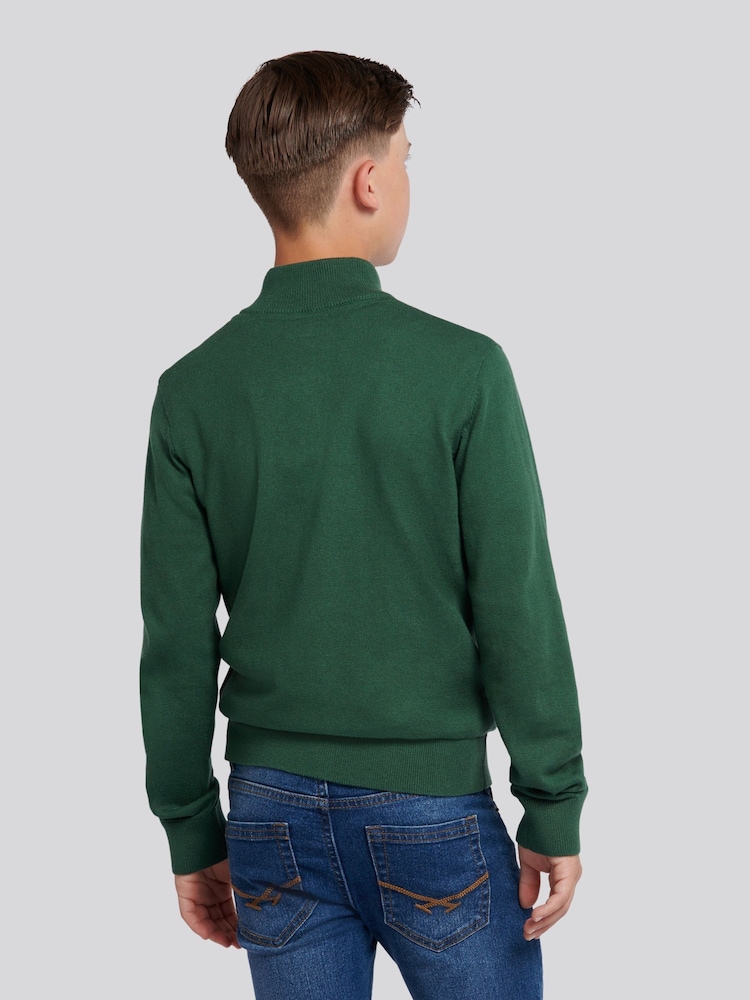 U.S. Polo Assn. Green Knitted Cotton Rich Quarter Zip Jumper - Image 2 of 7 U.S. Polo Assn. Green Knitted Cotton Rich Quarter Zip Jumper - Image 2 of 7