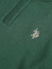 U.S. Polo Assn. Green Knitted Cotton Rich Quarter  Zip Jumper - Image 7 of 7
