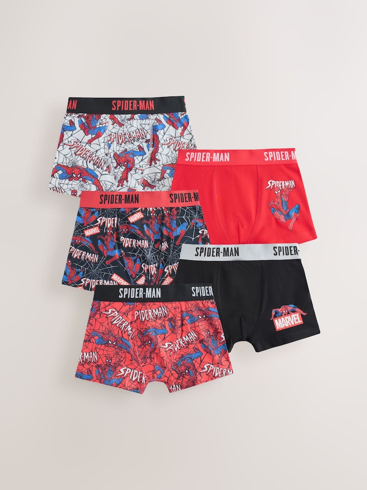 Red/Black Spiderman Trunks 5 Pack (2-14yrs) - Image 1 of 9