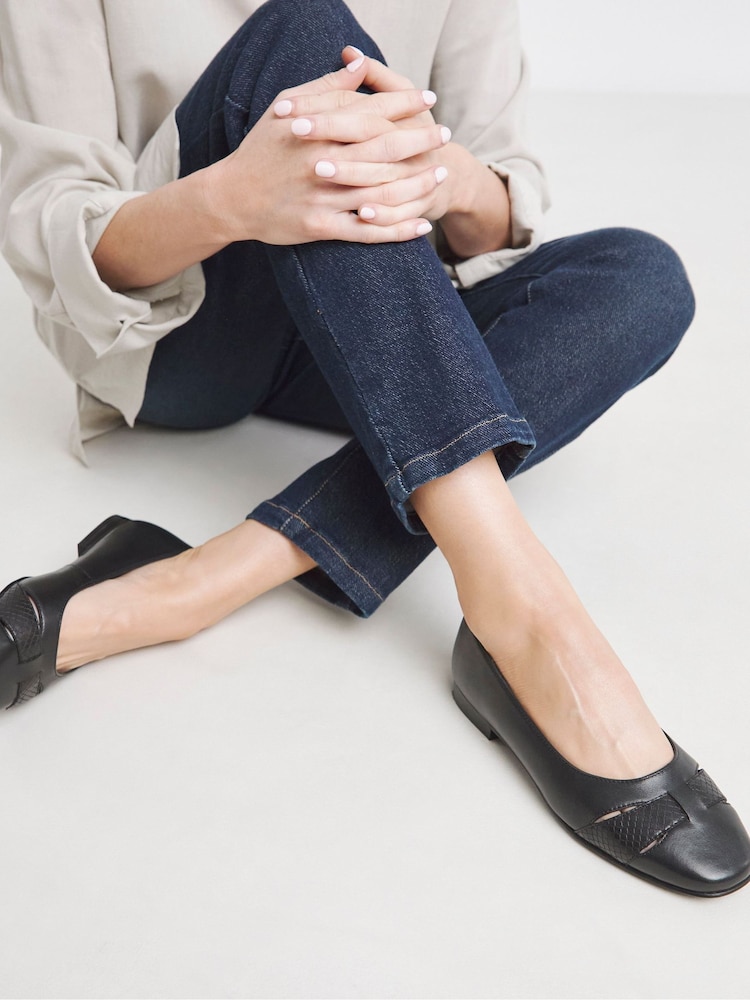 JD Williams Black Wide Fit Classic Ballerina Shoes - Image 1 of 4