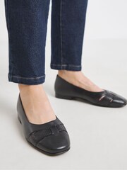 JD Williams Black Wide Fit Classic Ballerina Shoes - Image 4 of 4