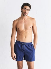 Navy Blue Diagonal Texture 5 Inch Swim Shorts - Image 3 of 9