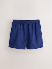 Navy Blue Diagonal Texture 5 Inch Swim Shorts - Image 7 of 9