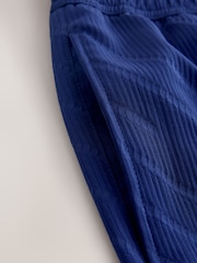 Navy Blue Diagonal Texture 5 Inch Swim Shorts - Image 8 of 9