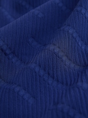 Navy Blue Diagonal Texture 5 Inch Swim Shorts - Image 9 of 9