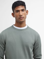 Barbour® Agave Green Pima Cotton Crew Neck Jumper - Image 4 of 7