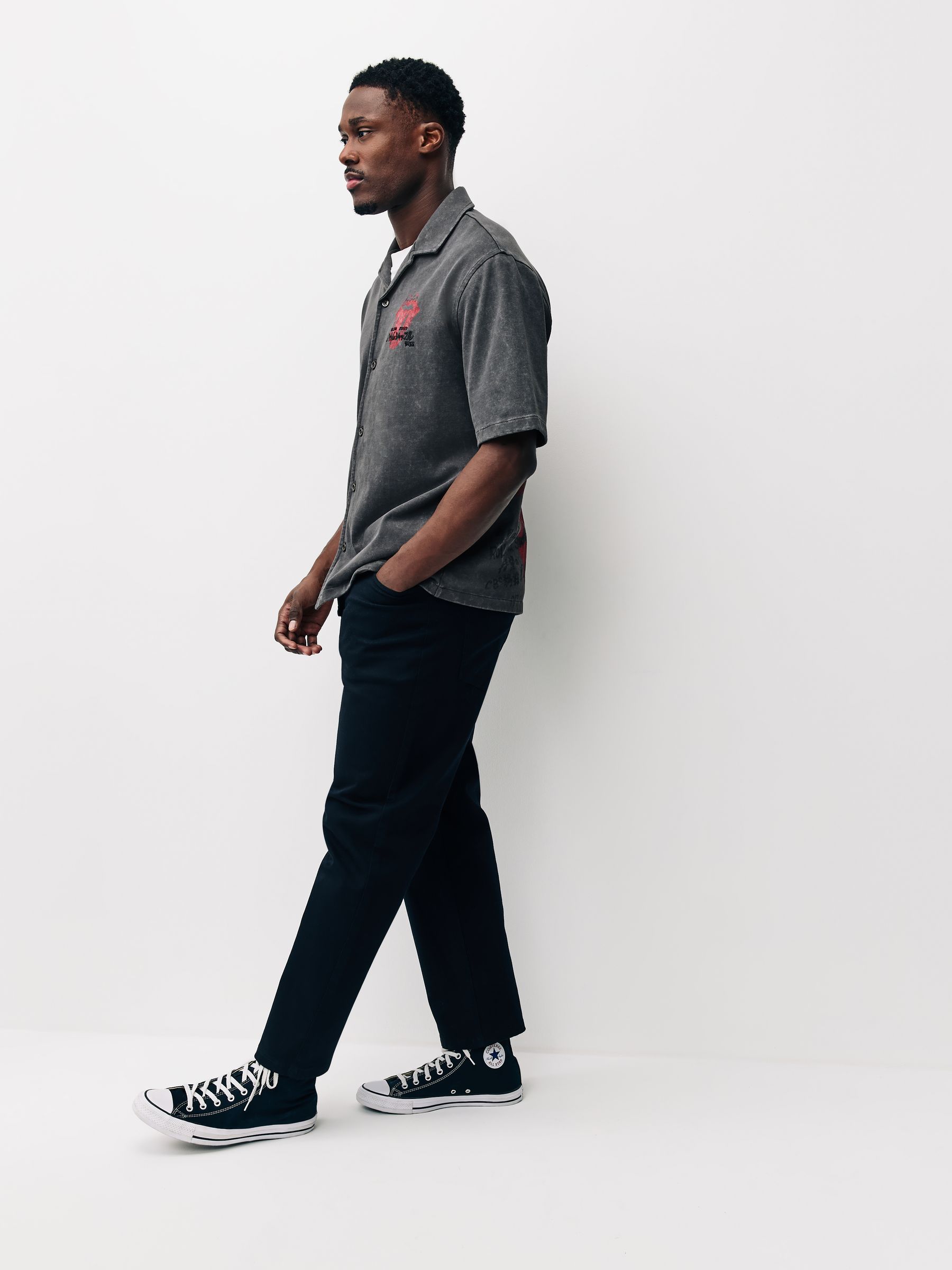 Buy Charcoal Grey Print Jersey Short Sleeve Shirt from Next