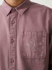 Pink Hokusai - Ağır Çəkili Oksford Uzun Qollu Köynək - 10şəkildən 4 şəkil