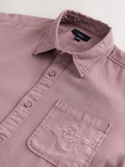 Pink Hokusai - Ağır Çəkili Oksford Uzun Qollu Köynək - 10şəkildən 8 şəkil