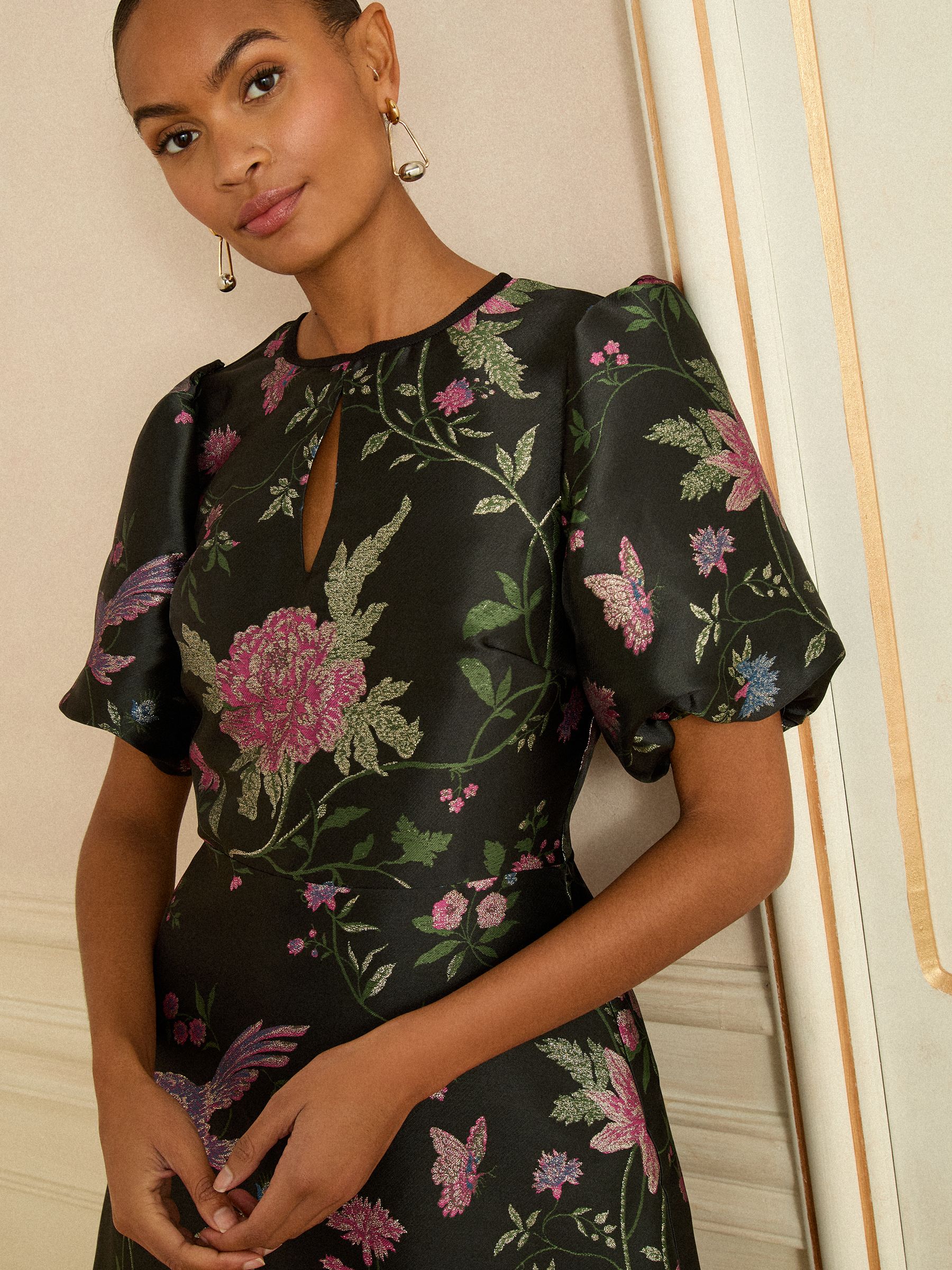 Buy Love & Roses Floral Jacquard Puff Sleeve Mini Dress from the