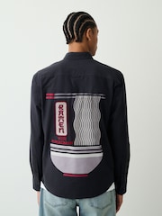 Charcoal Grey Ramen License Oxford Long Sleeve Shirt - Image 1 of 11