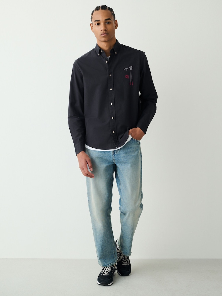 Charcoal Grey Ramen License Oxford Long Sleeve Shirt - Image 2 of 11