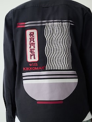 Charcoal Grey Ramen License Oxford Long Sleeve Shirt - Image 6 of 11