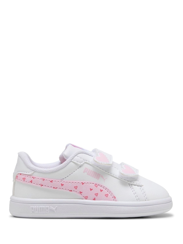 Puma White/Pink Infant Smash 3.0 Heart Trainers - Image 2 of 6