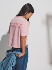 The Set 4 Pack Cropped Short Sleeve Cotton Blend T-Shirts Pink/Blue/Grey/White - Image 4 of 6