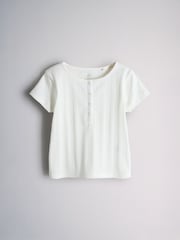 The Set Grey/White Short Sleeve Rib Henley Cotton T-Shirts 2 Pack - Image 5 of 6