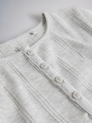 The Set Grey/White Short Sleeve Rib Henley Cotton T-Shirts 2 Pack - Image 6 of 6