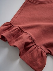 The Set 3 Pack Frill Sleeve Cotton T-Shirts Pink/Brown/Red - Image 6 of 6