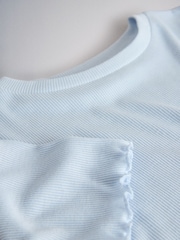 The Set 4 Pack Rib Vest, Shorts, T-Shirt and Flared Legging Nightwear Set Blue/Yellow - Image 6 of 6