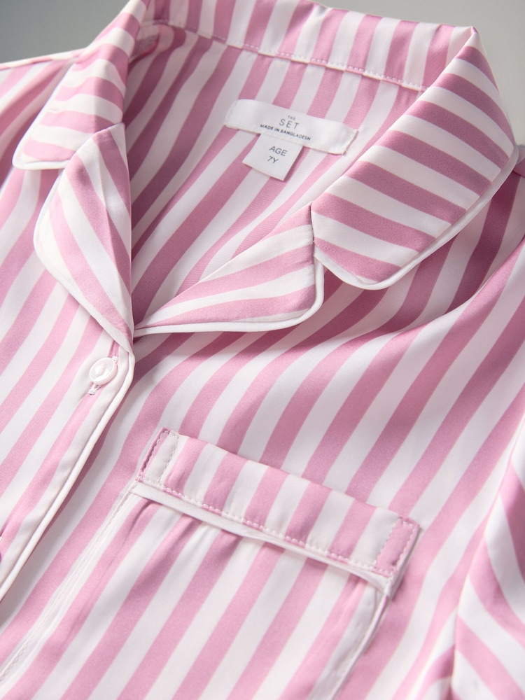 The Set Pink/Plum 2 Pack Short Sleeve Satin Pyjamas - Image 6 of 6