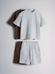 The Set 2 Pack Waffle Jersey Short Sleeve T-Shirt and Short Pyjama Set - 圖片 1/5