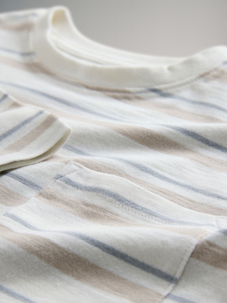 The Set 4 Pack Long Sleeve Cotton Slub T-Shirts Brown/Cream/Green/Yellow - Image 7 of 7