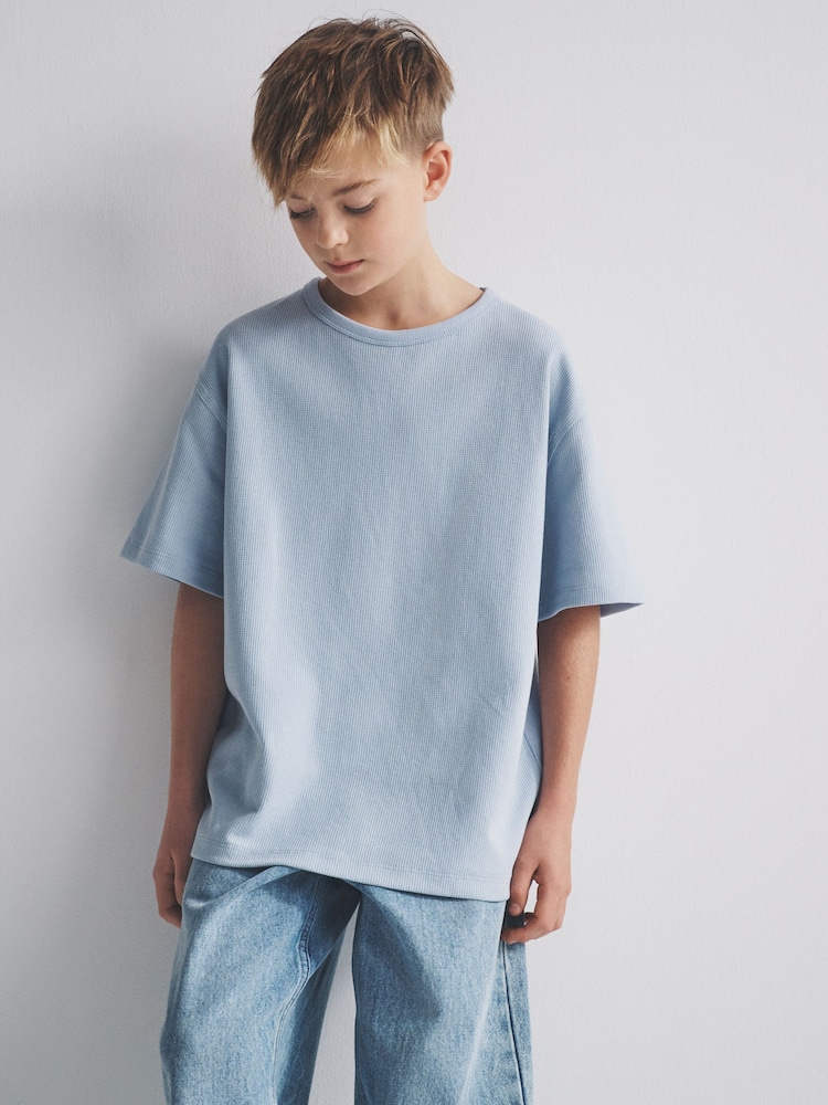 The Set Navy Blue/Grey Marl/Blue 4 Pack Short Sleeve Waffle T-Shirts - Image 2 of 6