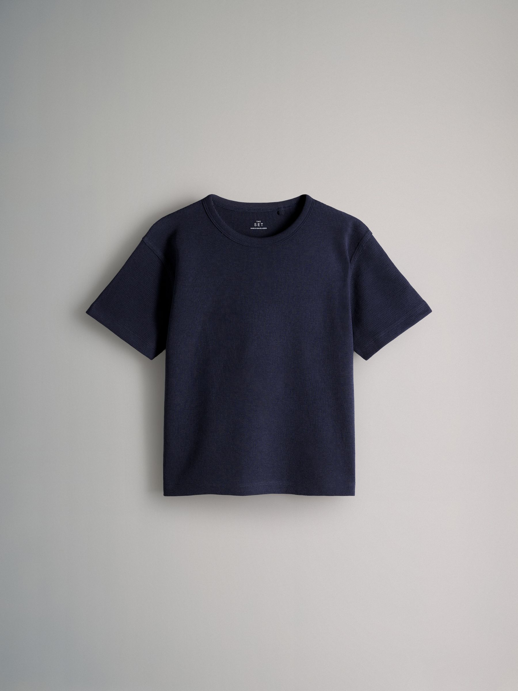 Buy The Set 4 Pack Short Sleeve Waffle T-Shirts Navy Blue/Grey
