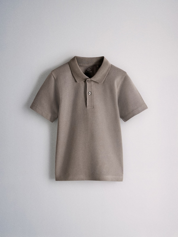 The Set 4 Pack Cotton Pique Polo Shirts Brown/Blue/Yellow/Cream - Image 6 of 6